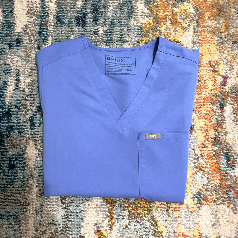 Figs XS Catarina Ceil Blue Scrub Top